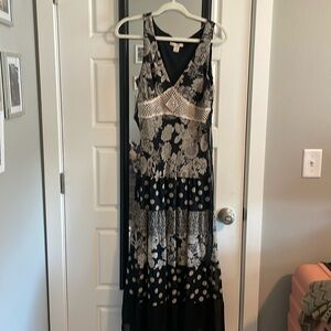 Vintage Jonathan Martin multi patterned dress with crochet bust details.